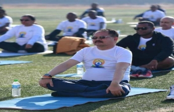 Governor H.E. Mr. Vyvato Rakotovao and other dignitaries of Vakinankaratra Region took part in the special Yoga session organized by India in Madagascar and Comoros in Antsirabe